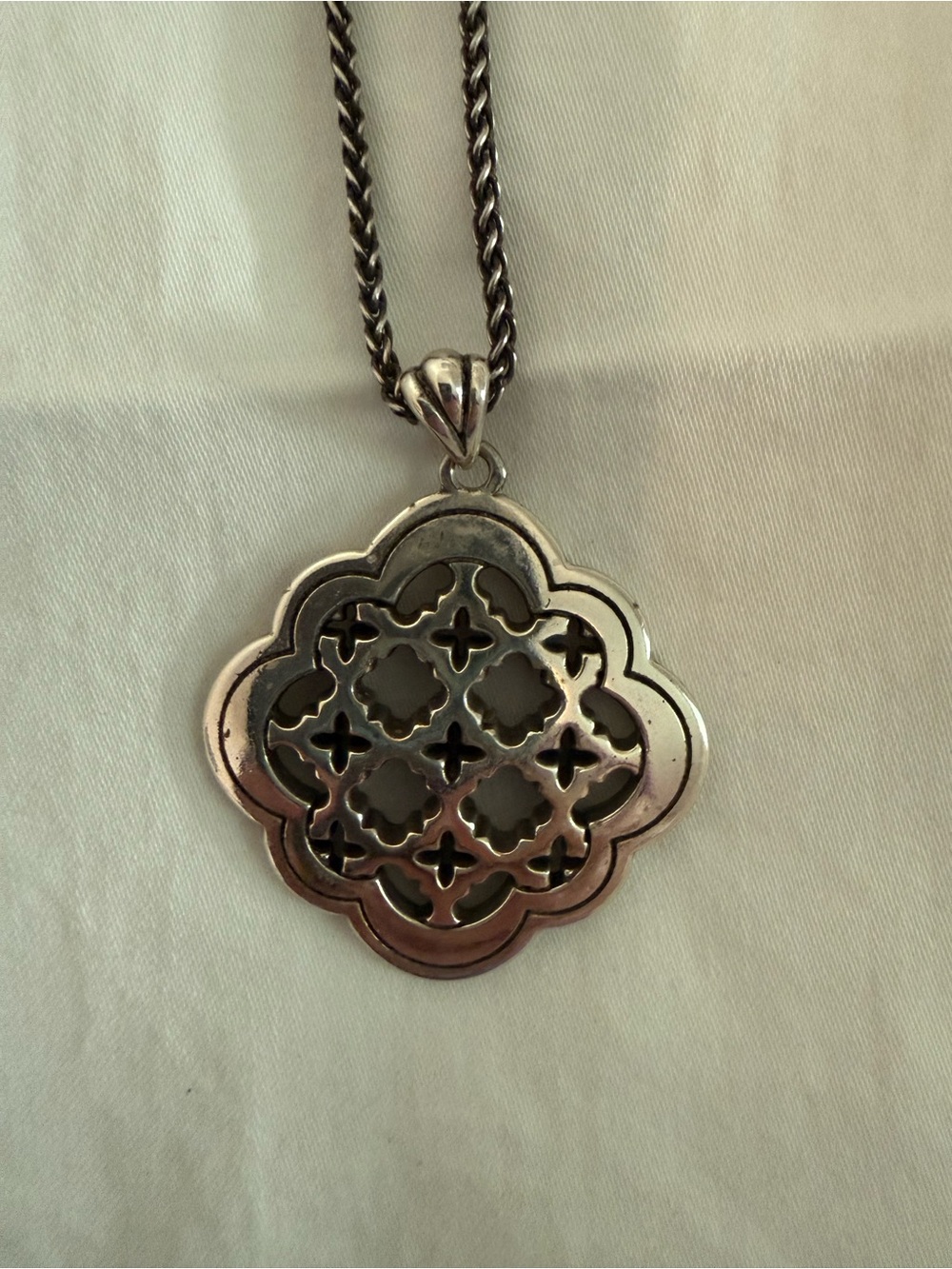 Brighton Silver Filigree Clover-Quatrefoil Pendant Necklace